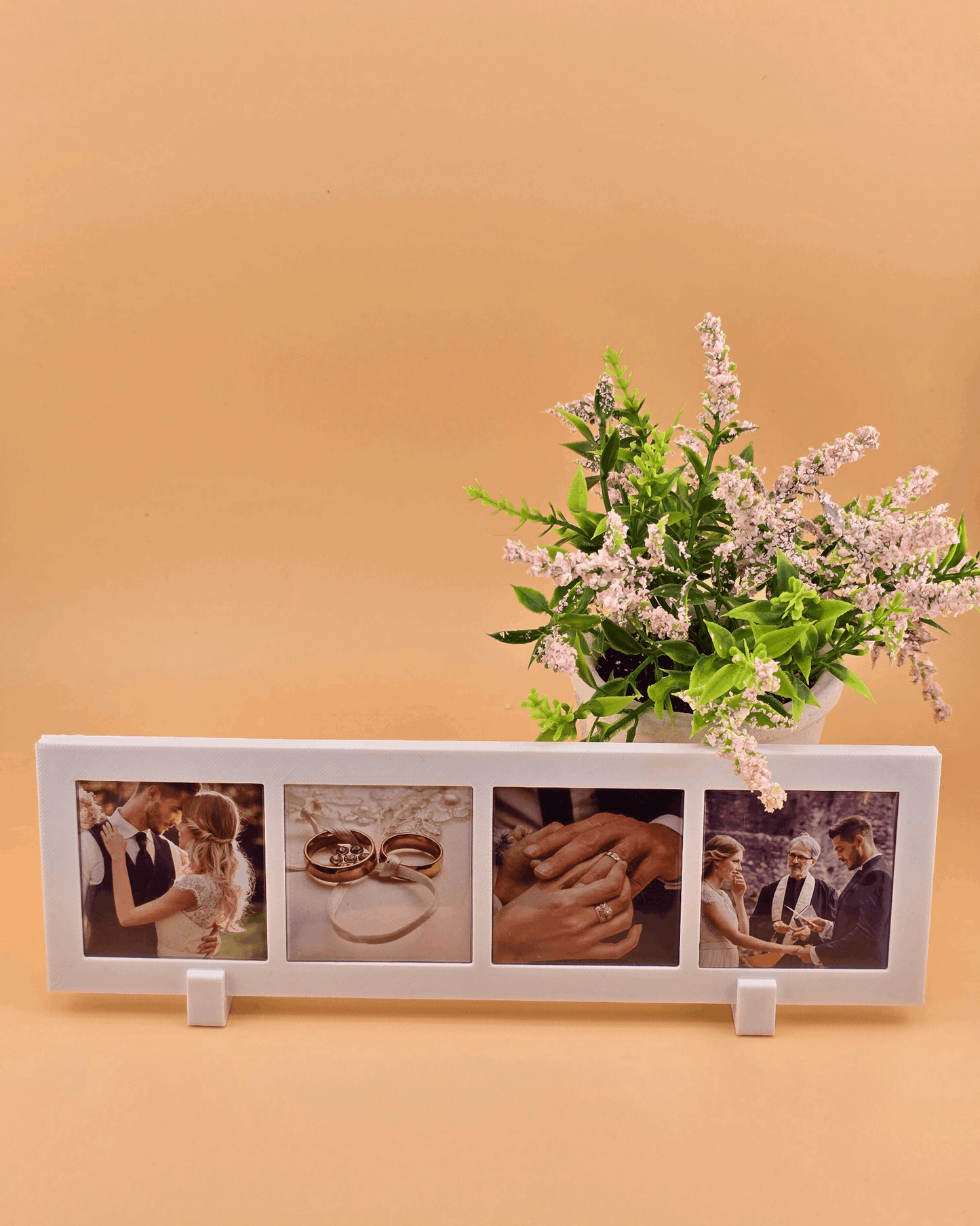 Magnetic Display Frame: Holds 4 Square Magnets White Rectangular