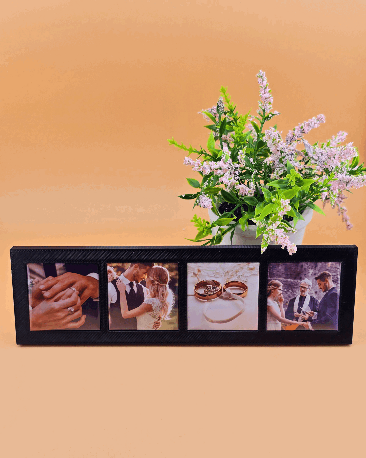 Magnetic Display Frame: Holds 4 Square Magnets Black Rectangular