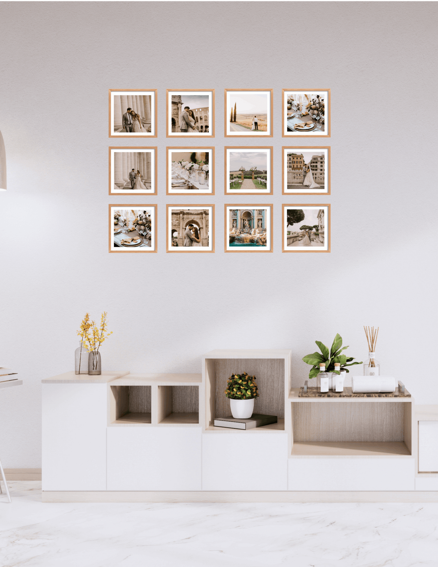 8x8 MagFrames – Peel & Stick Magnetic Frame for Gallery Walls & Home Decor Natural Oak