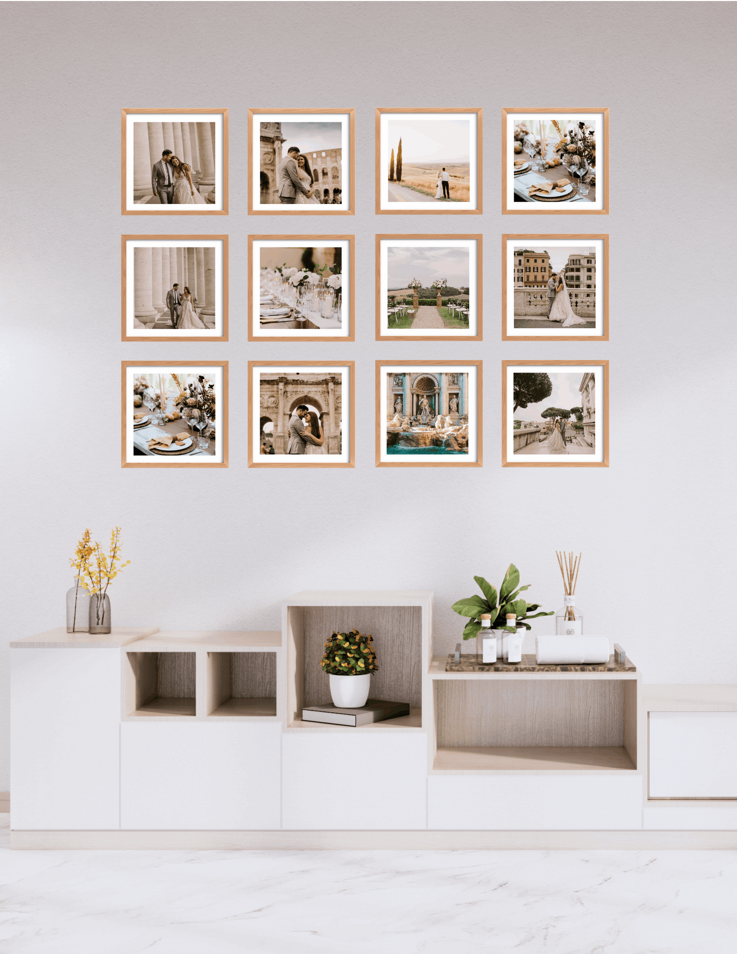12x12 MagFrames – Magnetic Peel & Stick Photo Frame for Gallery Walls & Home Decor Natural Oak