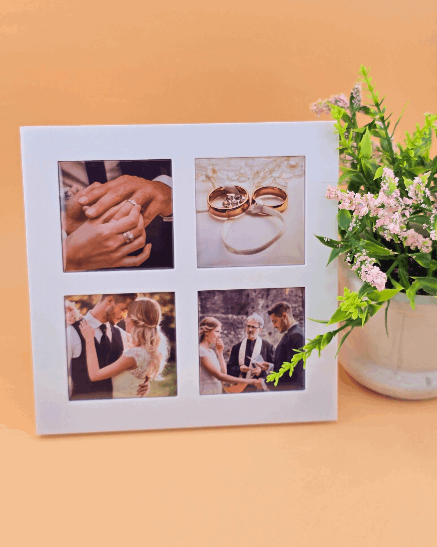Magnetic Display Frame: Holds 4 Square Magnets White Square