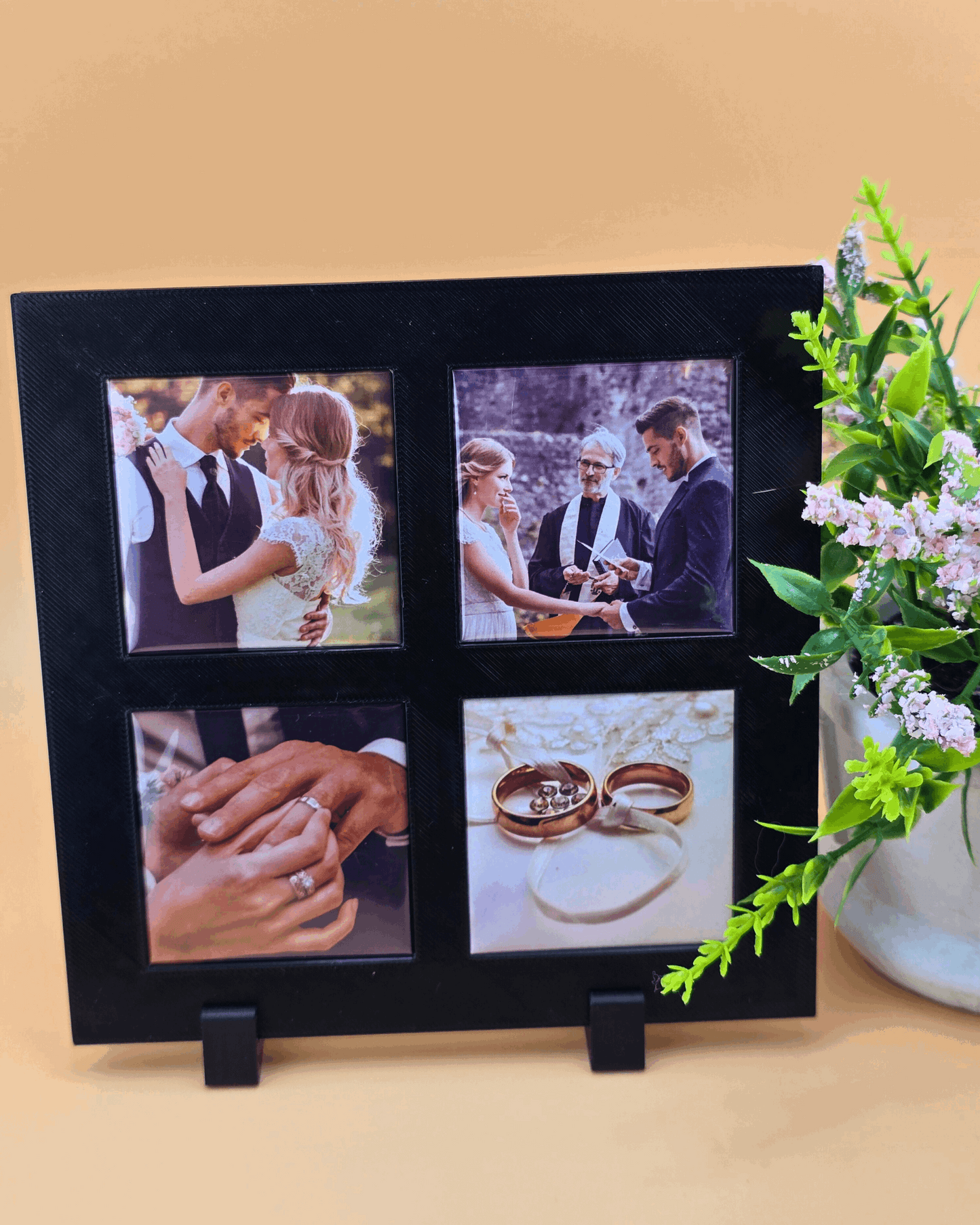 Magnetic Display Frame: Holds 4 Square Magnets Black Square