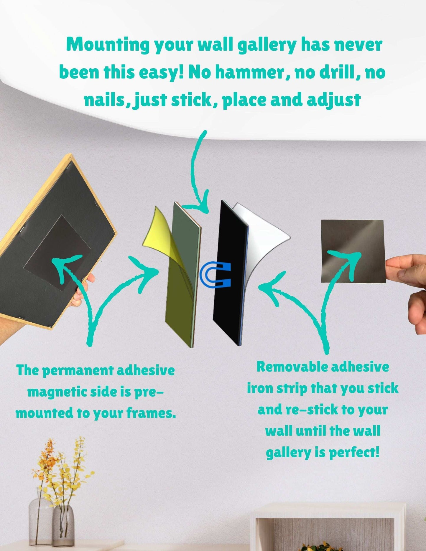8x8 MagFrames – Peel & Stick Magnetic Frame for Gallery Walls & Home Decor