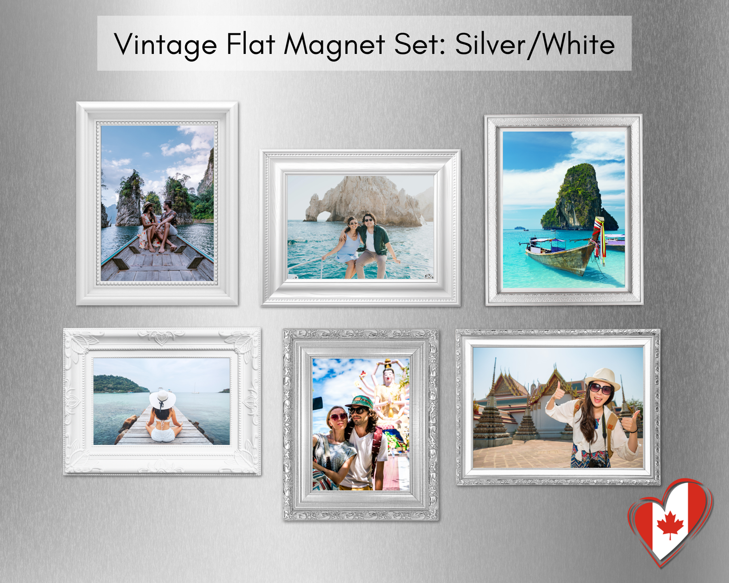 Vintage Frame Photo Magnets – Custom Refrigerator Gallery (Set of 6)