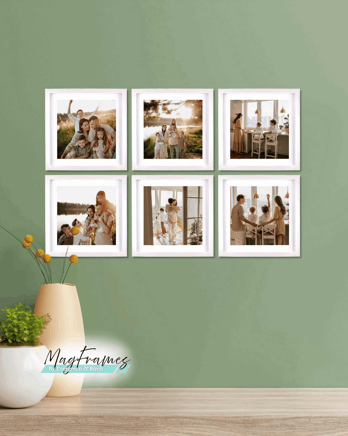 Magnetic Frames 8x8 White peel and stick gallery wall