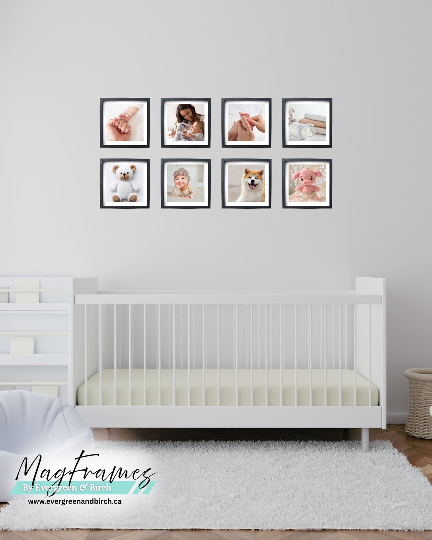 Magnetic Frames 8x8 Black peel and stick gallery wall