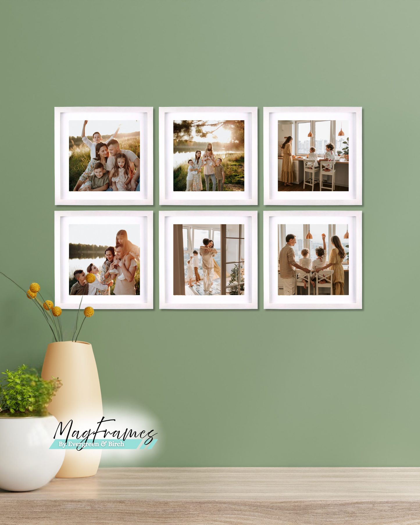 Magnetic Frames 8x8 White peel and stick gallery wall