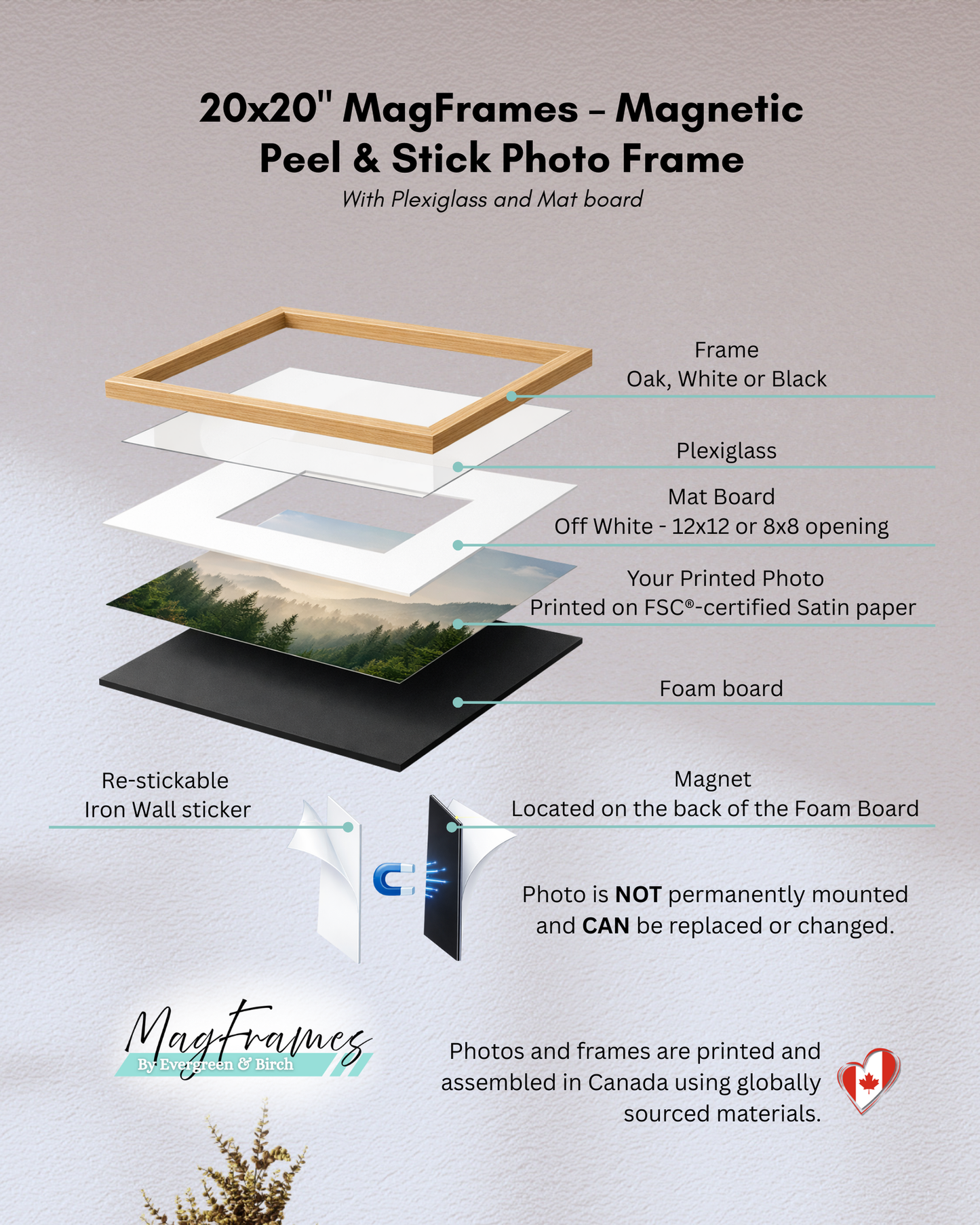 (Pre-Order) 20x20 MagFrames – Magnetic Peel & Stick Photo Frame for Gallery Walls & Home Decor