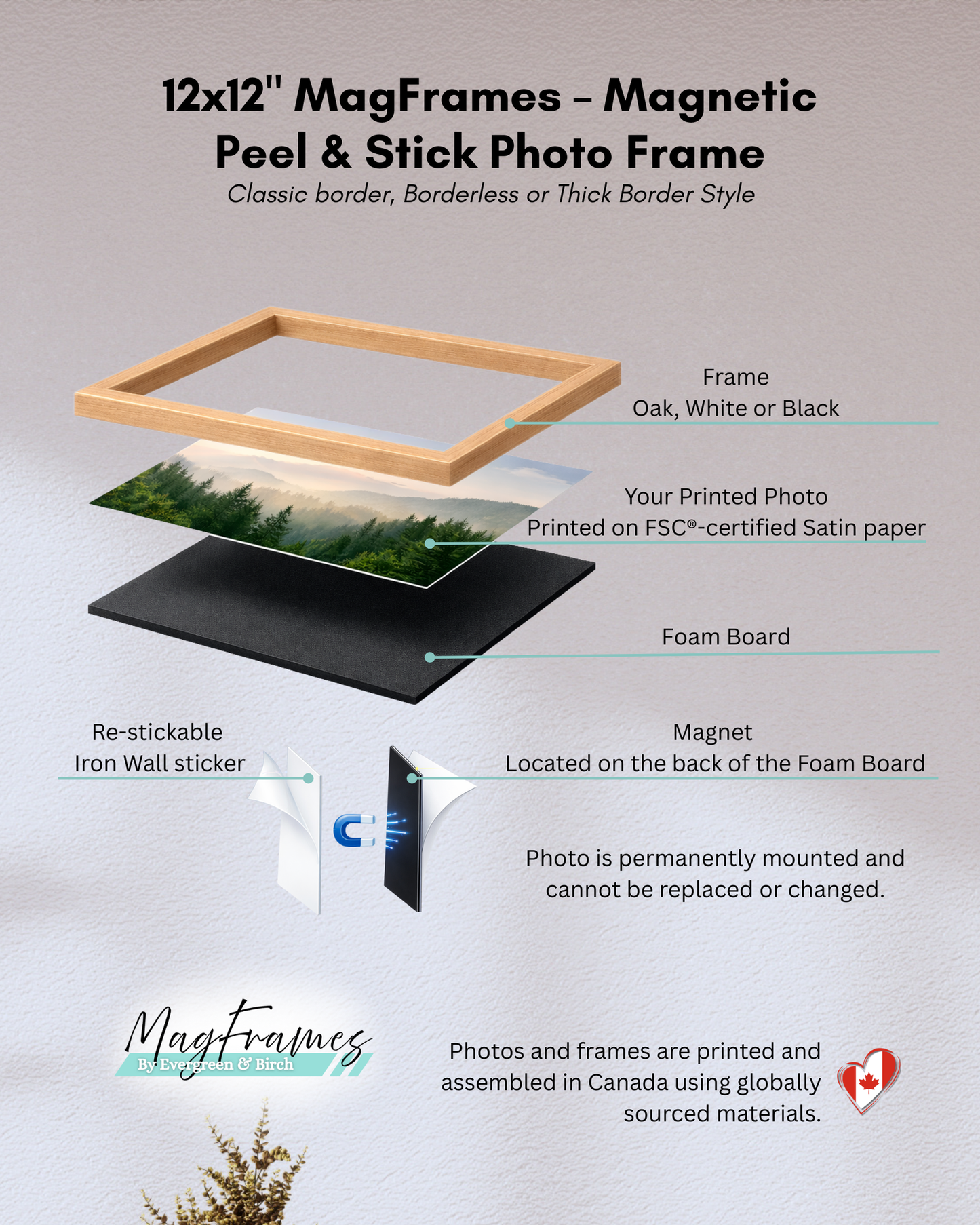 12x12 MagFrames – Magnetic Peel & Stick Photo Frame for Gallery Walls & Home Decor