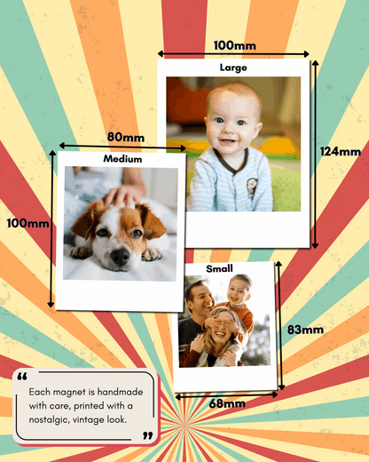 Personalized Retro Photo Magnets, Vintage Style Custom Fridge Magnet Set