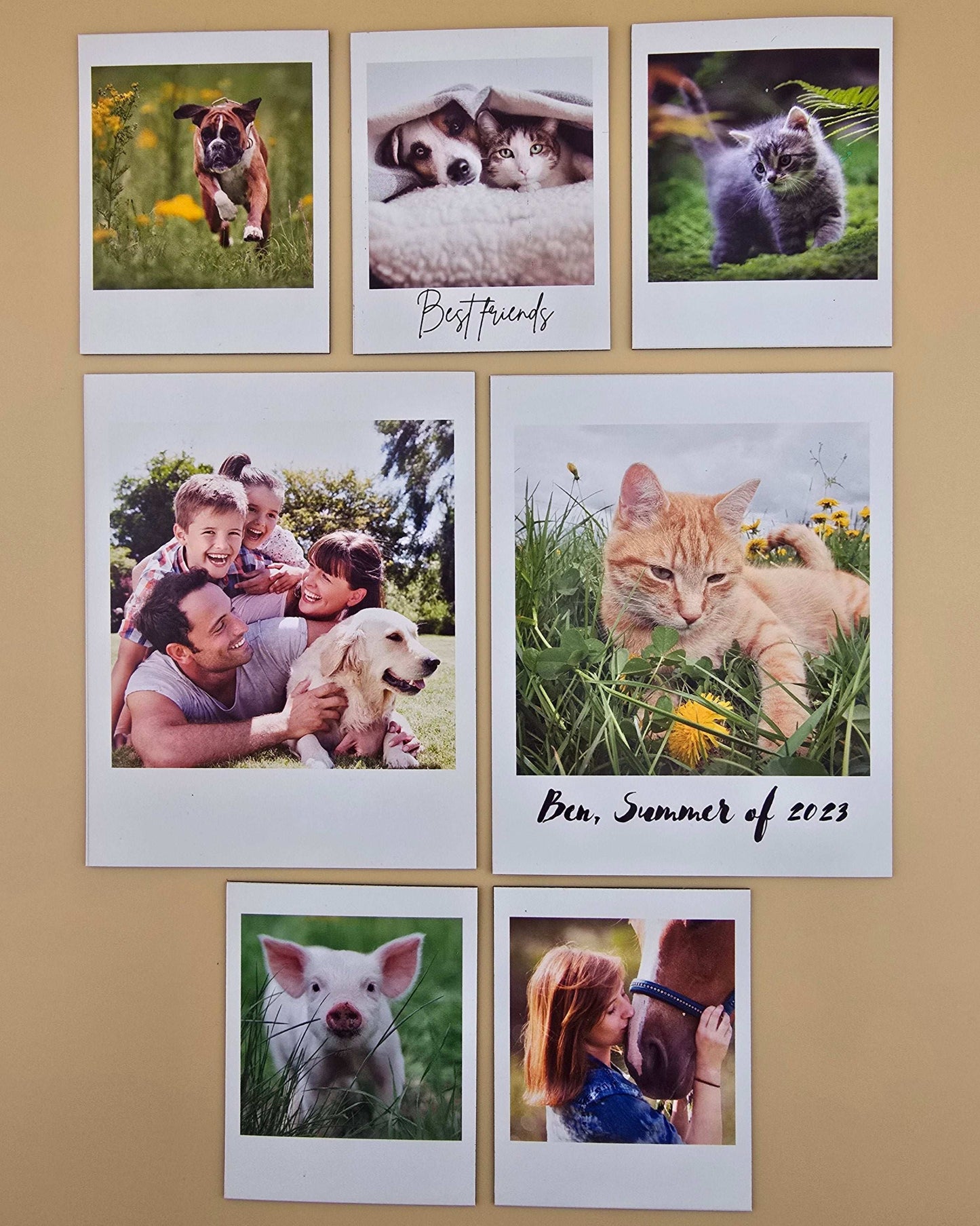 Retro Magnetic Prints-with TEXTS, Set of 9