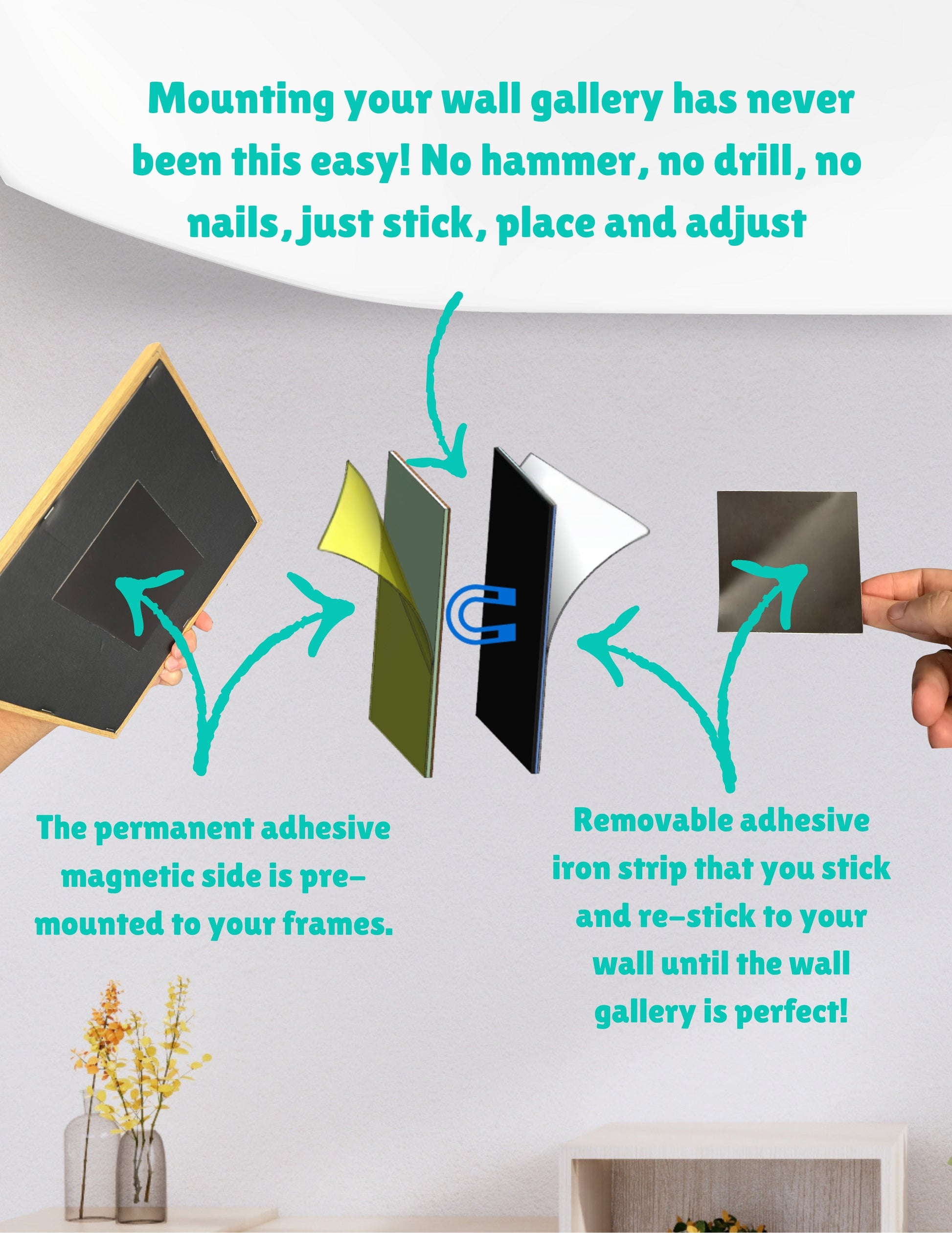 12x12 MagFrames – Magnetic Peel & Stick Photo Frame for Gallery Walls & Home Decor