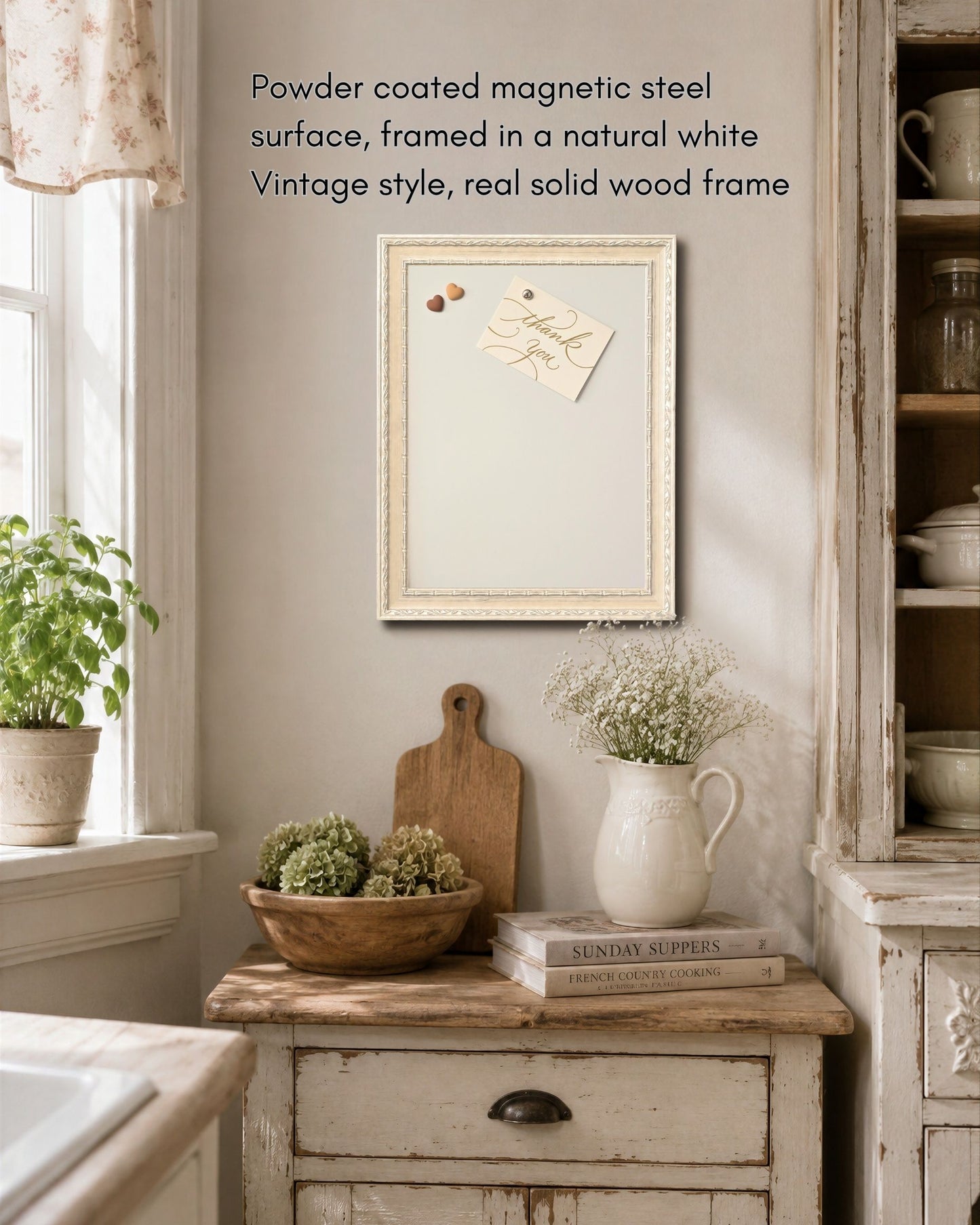 14x18 Antique Ivory Magnetic Board – Solid Wood Framed Magnet Board