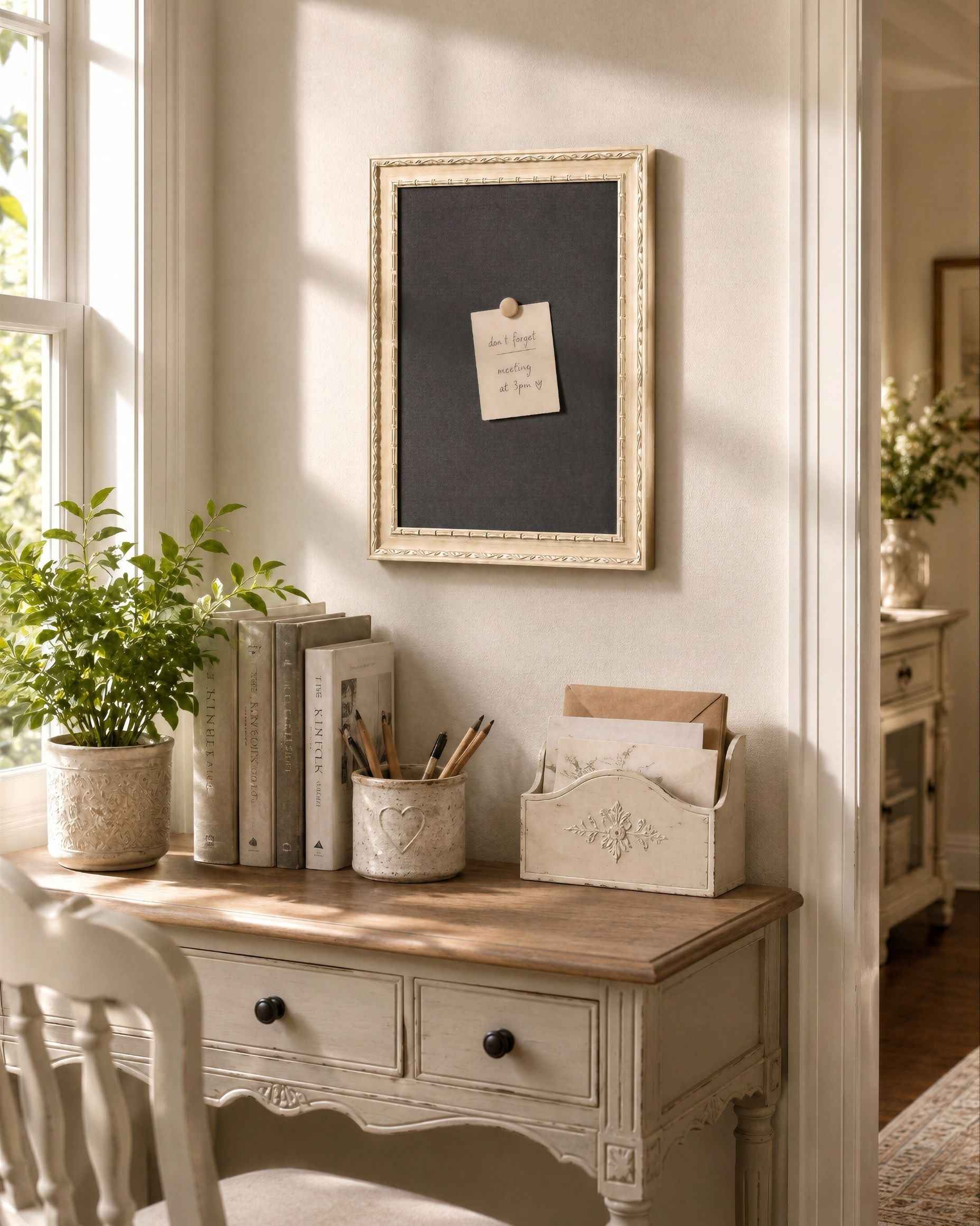 14x18 Antique Ivory Magnetic Board – Solid Wood Framed Magnet Board