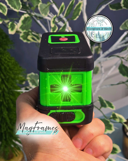 Laser Level for Hanging MagFrames – Dual Green Beam with Tripod & Magnetic Brackets