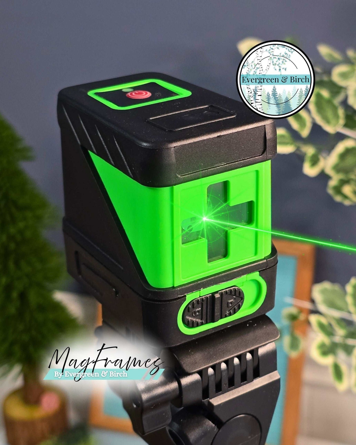 Laser Level for Hanging MagFrames – Dual Green Beam with Tripod & Magnetic Brackets