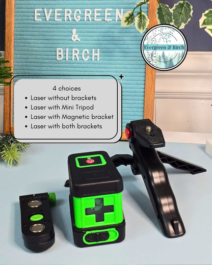 Laser Level for Hanging MagFrames – Dual Green Beam with Tripod & Magnetic Brackets