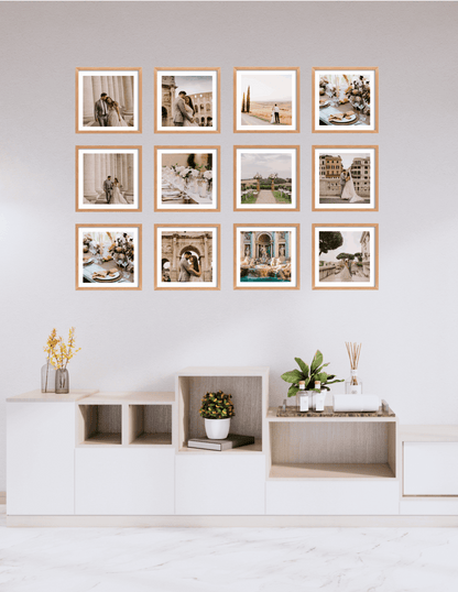 12x12 MagFrames – Magnetic Peel & Stick Photo Frame for Gallery Walls & Home Decor Natural Oak