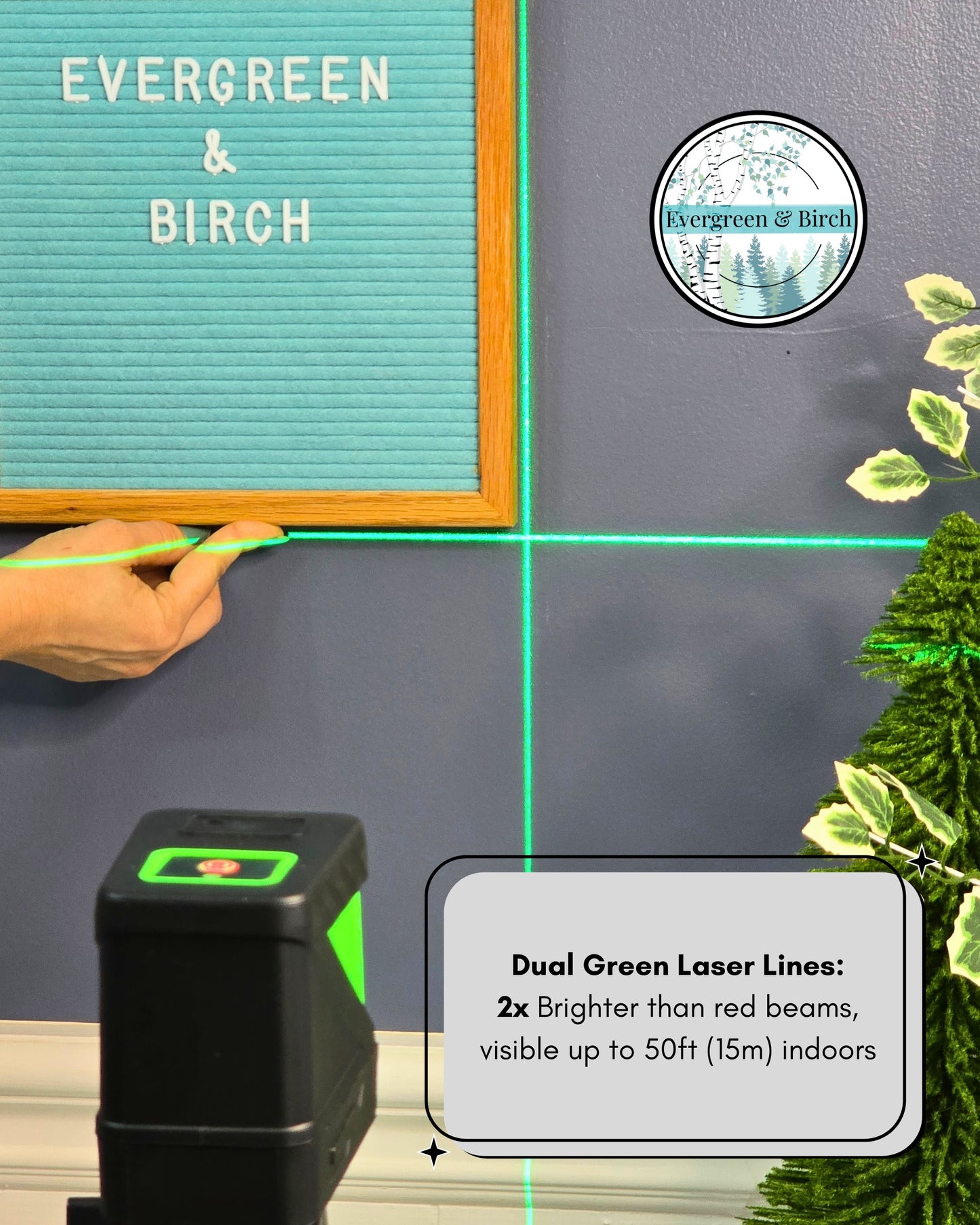 Laser Level for Hanging MagFrames – Dual Green Beam with Tripod & Magnetic Brackets
