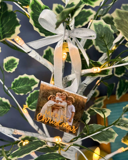 Custom Photo Christmas Ornaments – Magnetic 2x2 Keepsake with Ribbon | Personalized Holiday Gift