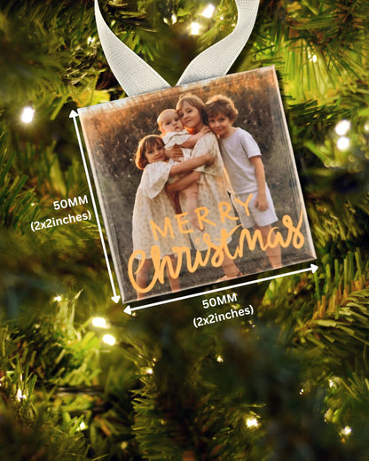 Custom Photo Christmas Ornaments – Magnetic 2x2 Keepsake with Ribbon | Personalized Holiday Gift