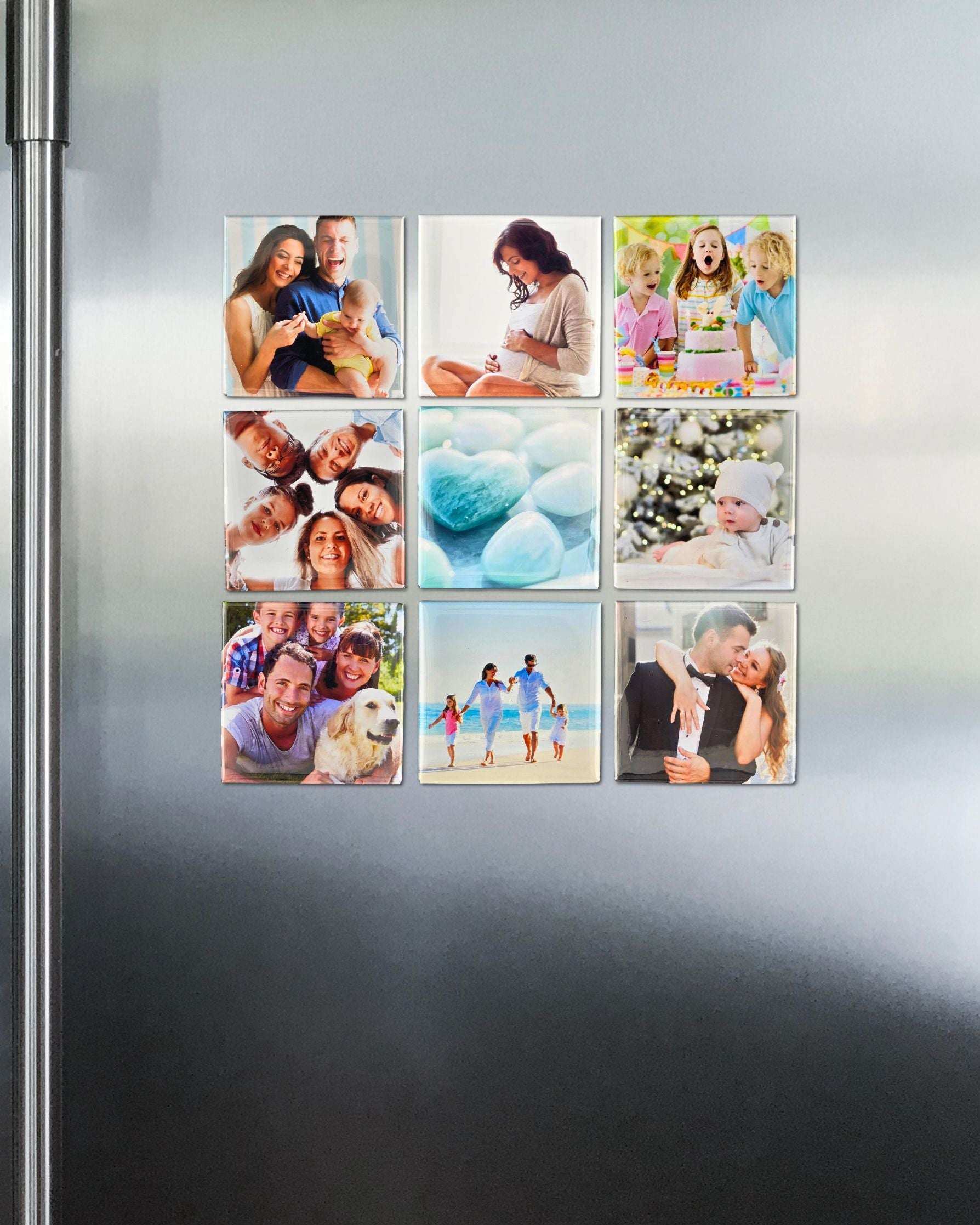 Custom Hard Photo Magnets 2x2” – Glossy Pressed Fridge Magnets