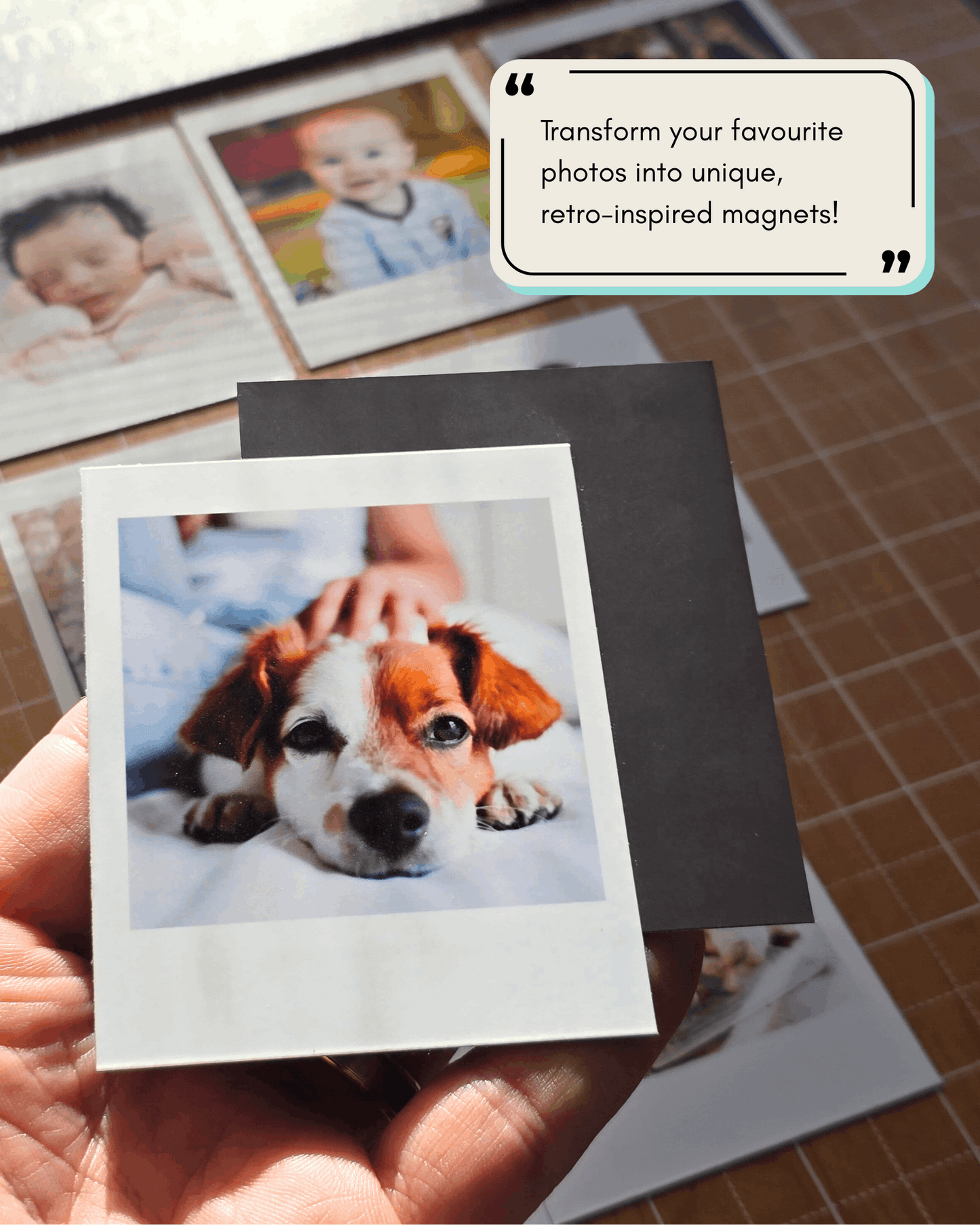 Personalized Retro Photo Magnets, Vintage Style Custom Fridge Magnet Set