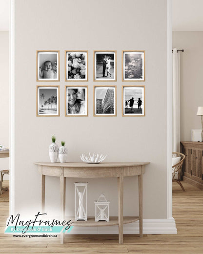 Magnetic Frames 8x11 OAK peel and stick gallery wall with border