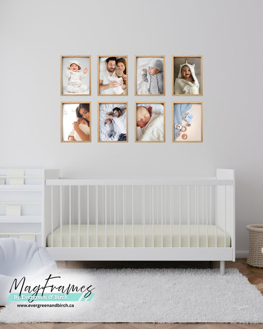 Magnetic Frames 8x11 OAK peel and stick gallery wall