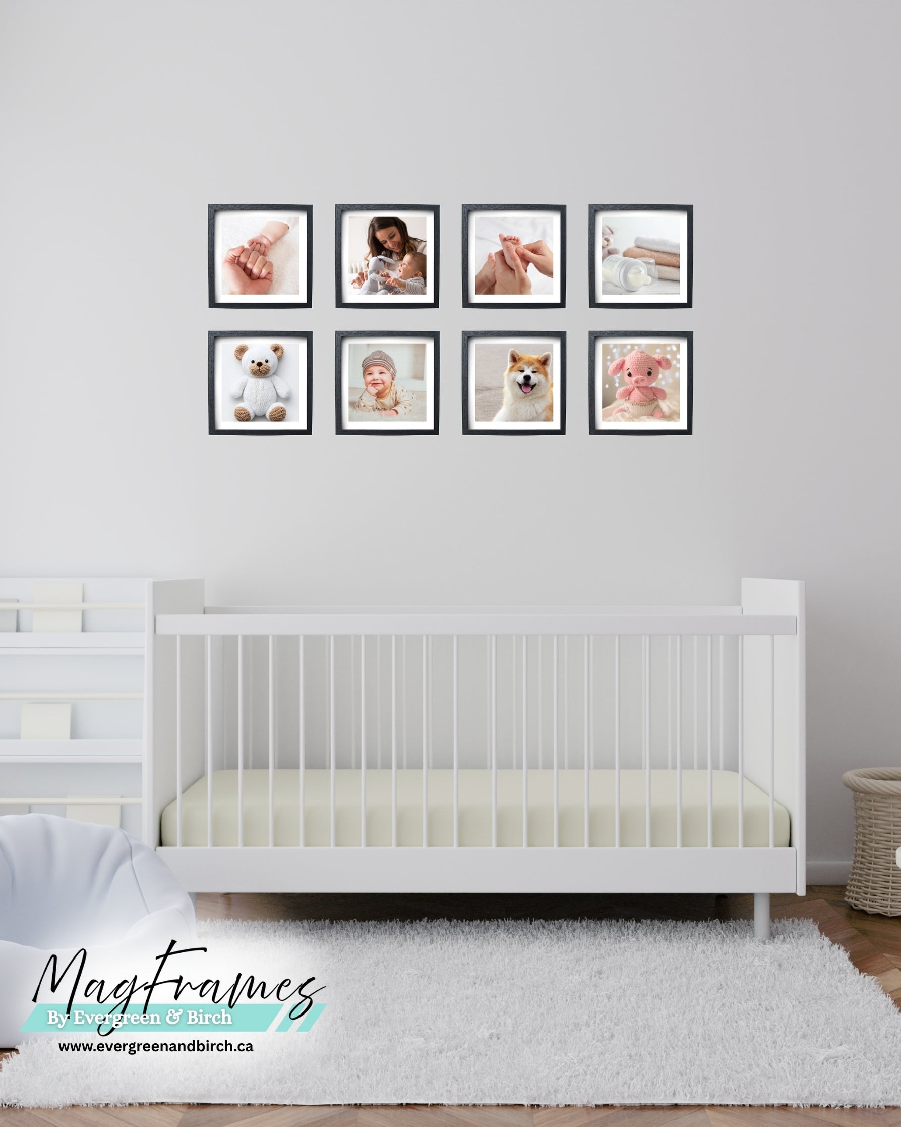 Magnetic Frames 8x8 Black peel and stick gallery wall