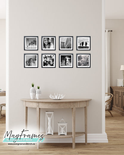 Magnetic Frames 8x8 Black peel and stick gallery wall with border