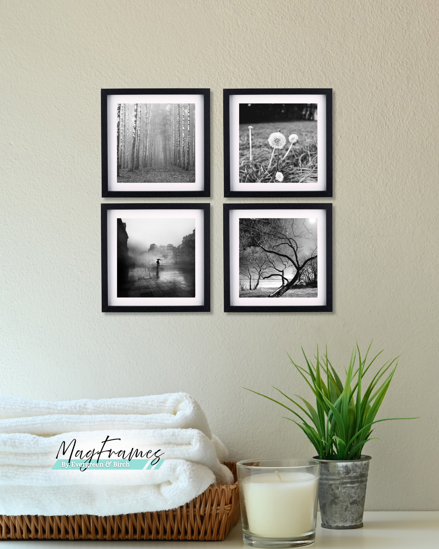 Magnetic Frames 8x8 Black peel and stick gallery wall