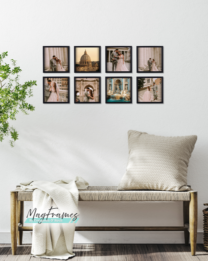 Magnetic Frames 8x8 Back peel and stick gallery wall Wedding Photos Rome Set of 8