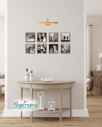 Magnetic Frames 8x8 Oak peel and stick gallery wall