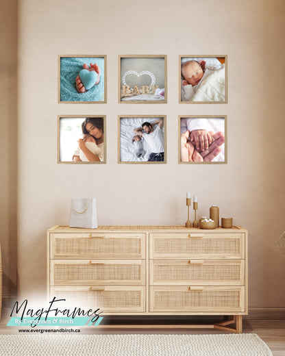 Magframes 12x12 Oak peel and stick wall gallery