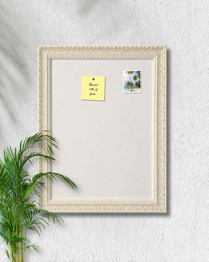 14x18 Vintage White Magnetic Board – Solid Wood Framed Magnet Board