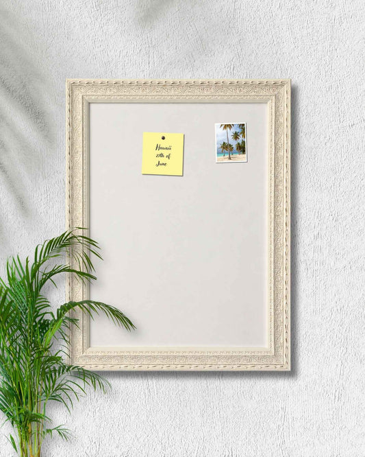 14x18 Vintage White Magnetic Board – Solid Wood Framed Magnet Board
