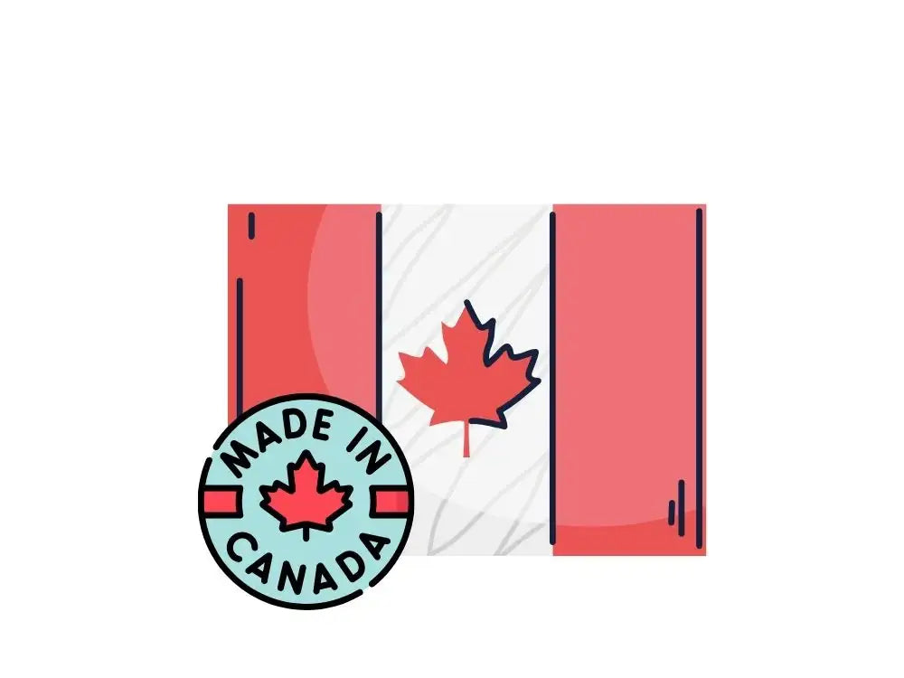 Canadian flag with made in Canada badge