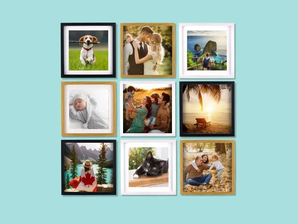 Magnetic photo frames gallery wall in Canada with mixed frame styles in a modern home