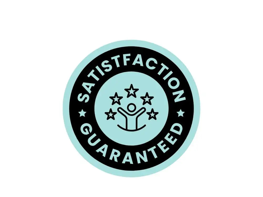 Satisfaction guaranteed badge with stars and person icon